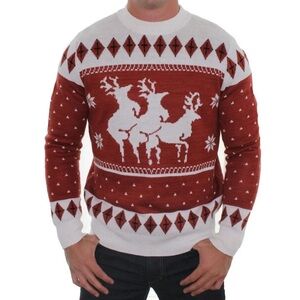 Tipsy elves REINDEER MENAGE A TROIS UGLY CHRISTMAS SWEATER brown M